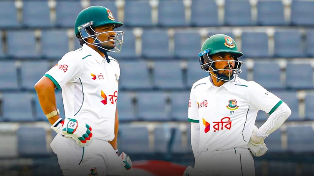 শান্ত ও মুমিনুলের ব্যাটে ভর করে এগোচ্ছে টাইগাররা
