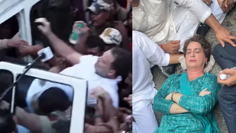 যন্তর মন্তরে রাহুল-প্রিয়াঙ্কাকে টেনে-হিঁচড়ে সরাল পুলিশ, রাস্তায় ফের অবস্থান