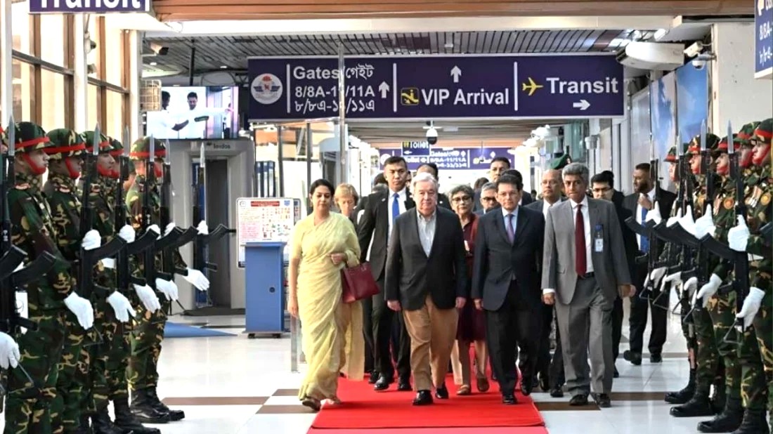 চার দিনের সফর শেষে ঢাকা ছাড়লেন জাতিসংঘের মহাসচিব